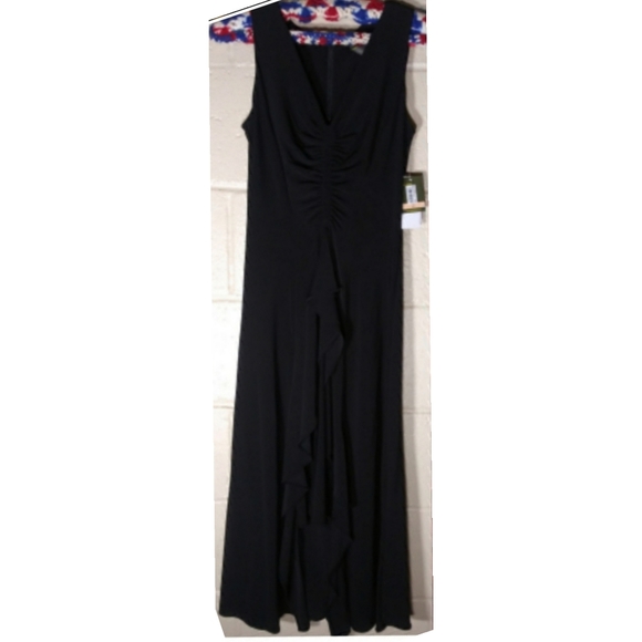 Classy Party V Neck Rouch Ruffle Midi Dress - Picture 3 of 5